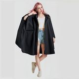 Áo mưa Poncho có dây khóa kéo chất liệu vải Taffeta polyester 210T PU siêu gọn nhẹ (màu đen)