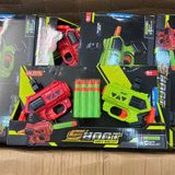 Bộ 2 đồ chơi súng xanh đỏ mini bắn đạn xốp mềm