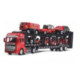Bộ đồ chơi xe hợp kim vận chuyển 32cm chở 6 xe cứu hỏa