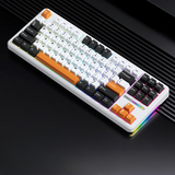 Bàn phím cơ gaming không dây AULA F87-22 (Trắng+đen+cam 3 Modes - Switch Gold) Giảm Tiếng Ồn
