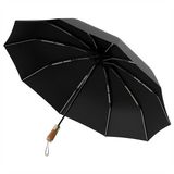 Dù ô tự động dày dặn cao cấp 10 nan 3 thanh dọc gấp gọn đường kính 105 cm - màu đen