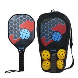 Bộ 2 vợt Pickleball bằng gỗ giả carbon PK-057 bảo vệ cạnh, túi lưới đeo chéo LEIJIAER kèm 4 bóng