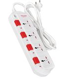 Ổ cắm Điện Quang ĐQ ESK SM740SL ( 4 lỗ 3 chấu ) - Trắng Nút Đỏ - Dây Dài 2 Mét