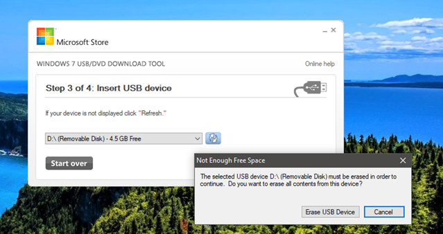 cài đặt Windows USB/DVD Download Tool