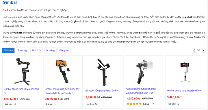 Mua gimbal chống rung ở đâu tại TP Vũng Tàu