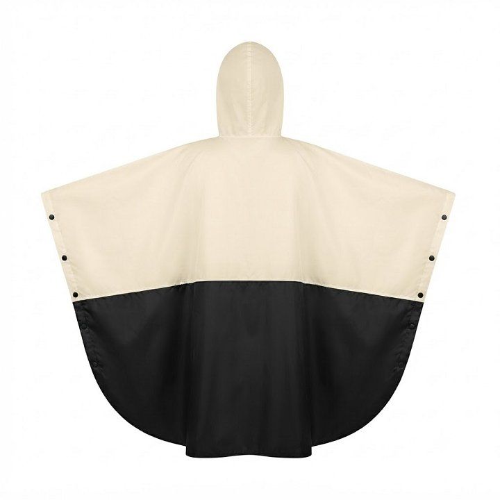 Áo Mưa Choàng Poncho Có Khóa Kéo, Chất Liệu Được Nâng Cấp, phối màu đen trắng. - Phối Đen Trắng