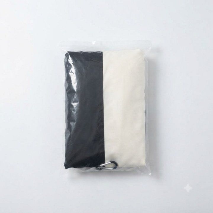 Áo Mưa Choàng Poncho Có Khóa Kéo, Chất Liệu Được Nâng Cấp, phối màu đen trắng. - Phối Đen Trắng
