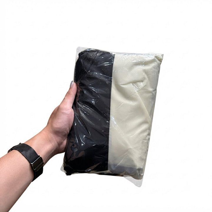 Áo Mưa Choàng Poncho Có Khóa Kéo, Chất Liệu Được Nâng Cấp, phối màu đen trắng. - Phối Đen Trắng