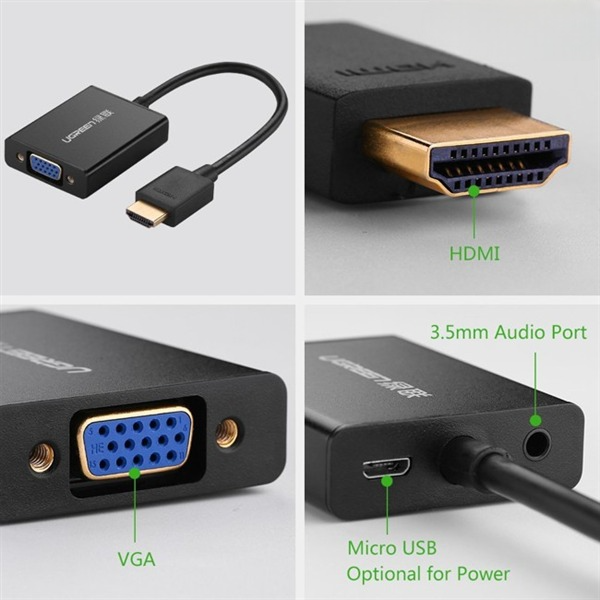 Cáp chuyển tín hiệu HDMI sang VGA kèm âm thanh