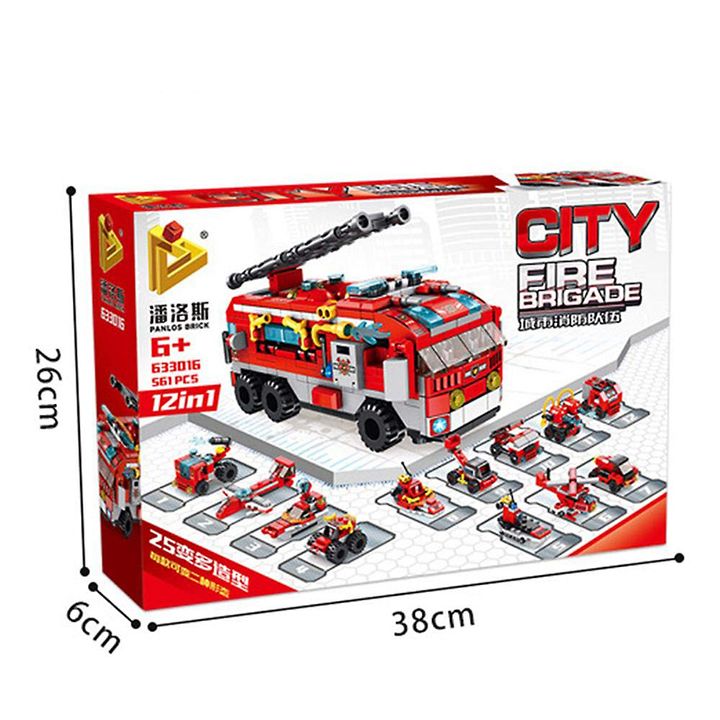 Đồ chơi lắp ghép Lego Panloz City Fire Brigade 12 in 1