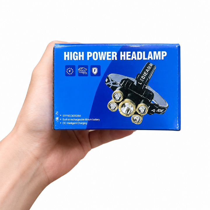 Đèn đội đầu 5 bóng mẫu 2022 sạc usb pin 18650