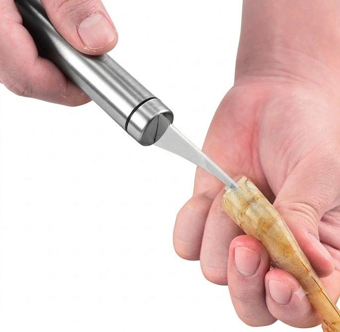 Dụng cụ tách vỏ và lấy chỉ tôm 2 đầu chất liệu thép không gỉ