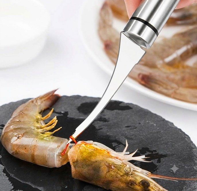Dụng cụ tách vỏ và lấy chỉ tôm 2 đầu chất liệu thép không gỉ