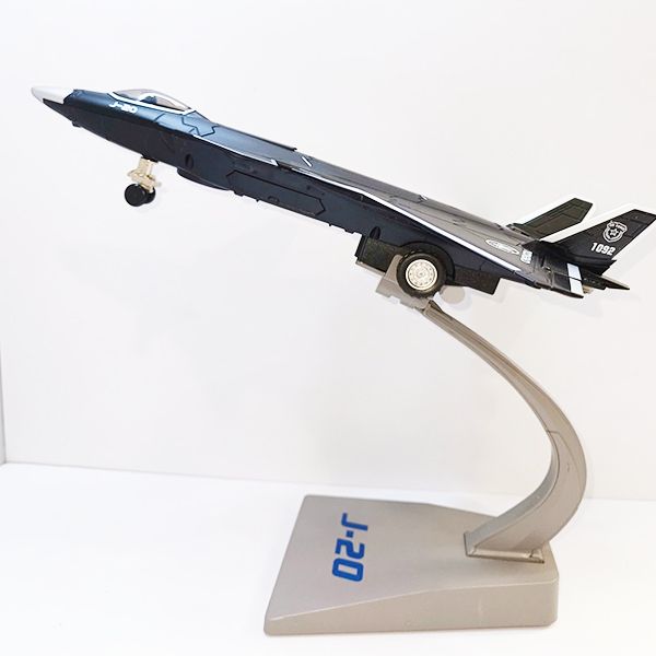 Mô hình máy bay chiến đấu J-20 hợp kim 1:48 có âm thanh và đèn, bánh xe chạy trớn