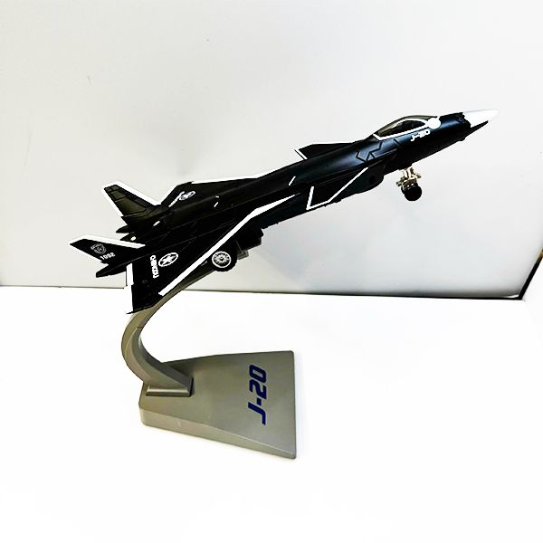 Mô hình máy bay chiến đấu J-20 hợp kim 1:48 có âm thanh và đèn, bánh xe chạy trớn