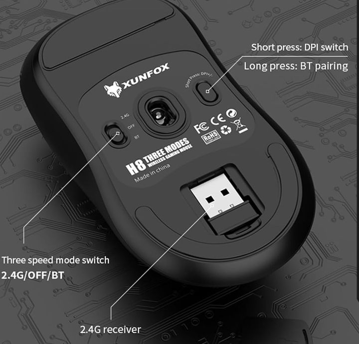 Chuột Máy Tính Không Dây H8 Kiểu Dáng Công Thái Học - Màu Đen