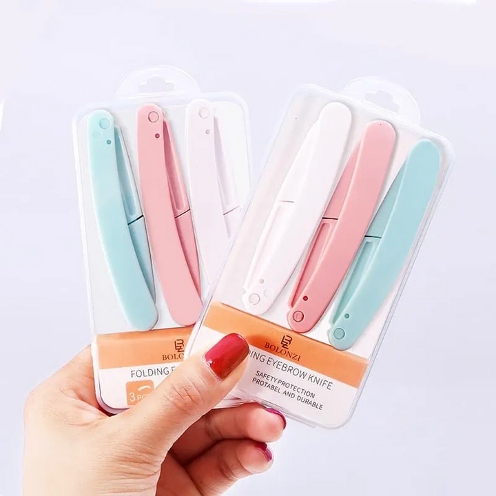Bộ 3 dao cạo lông mày thép không gỉ gấp gọn tiện lợi