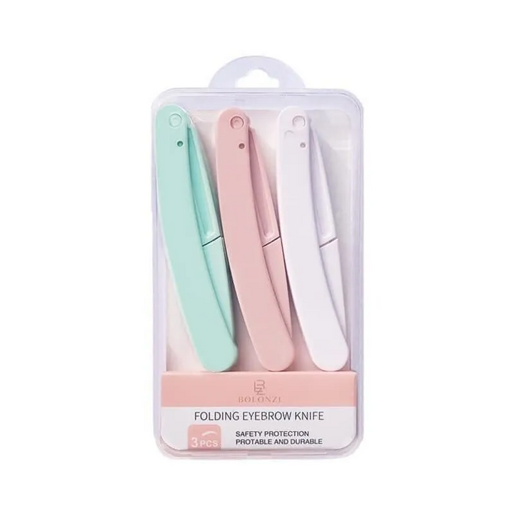 Bộ 3 dao cạo lông mày thép không gỉ gấp gọn tiện lợi