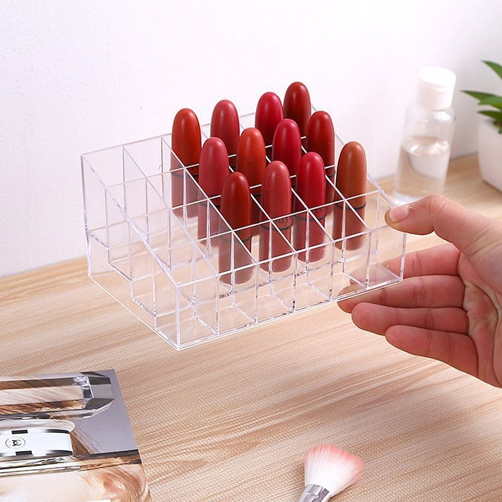 Khay mỹ phẩm 24 ô bằng nhựa trong suốt gọn gàng