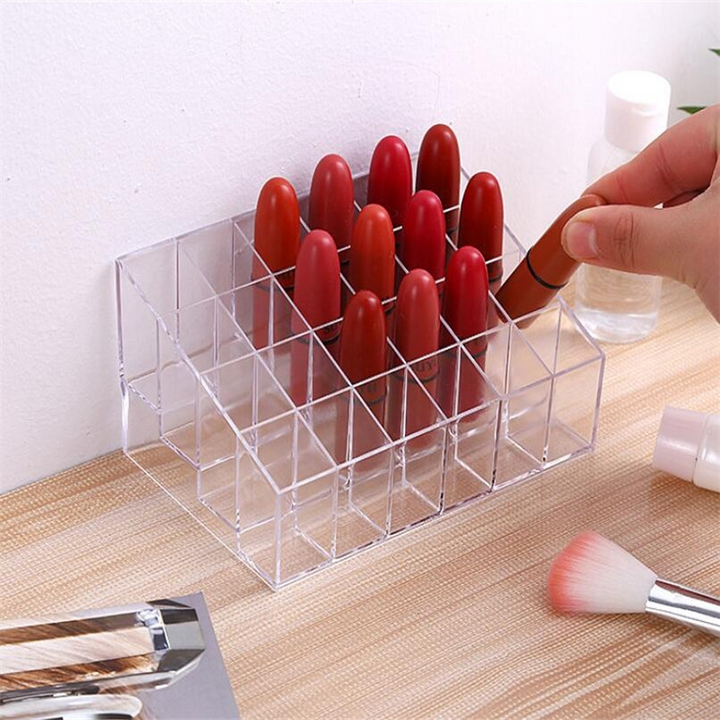 Khay mỹ phẩm 24 ô bằng nhựa trong suốt gọn gàng