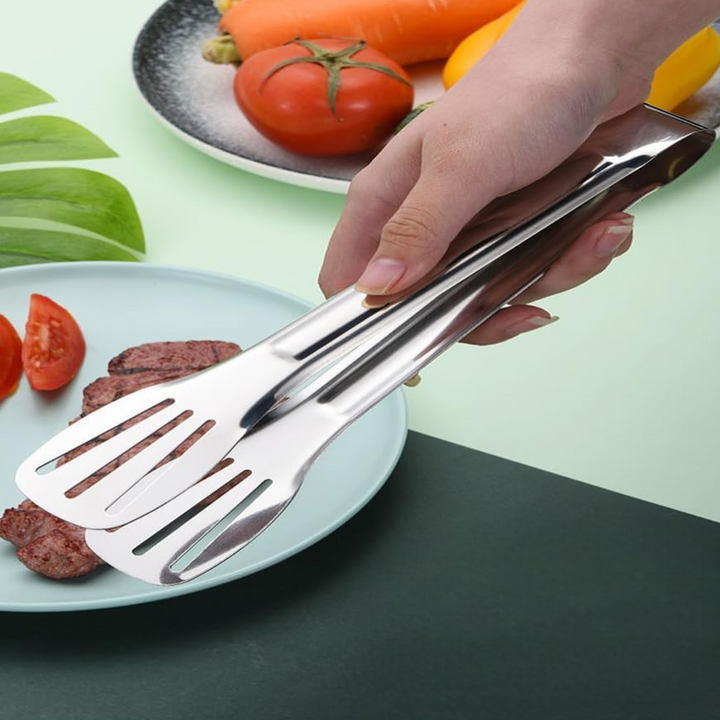 Kẹp gắp thực phẩm inox đầu khía chống trượt tiện dụng