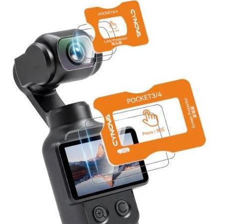 Set 2 bộ gồm Miếng dán màn hình DJI Osmo Pocket4/3 và miếng dán bảo vệ ống kính cường lực AR