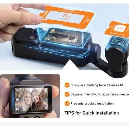 Set 2 bộ gồm Miếng dán màn hình DJI Osmo Pocket4/3 và miếng dán bảo vệ ống kính cường lực AR