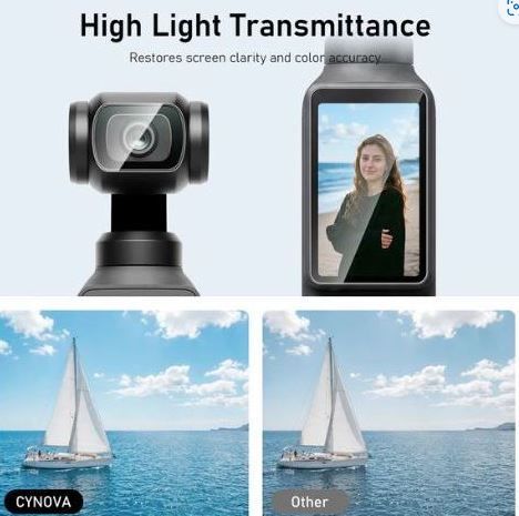 Set 2 bộ gồm Miếng dán màn hình DJI Osmo Pocket4/3 và miếng dán bảo vệ ống kính cường lực AR
