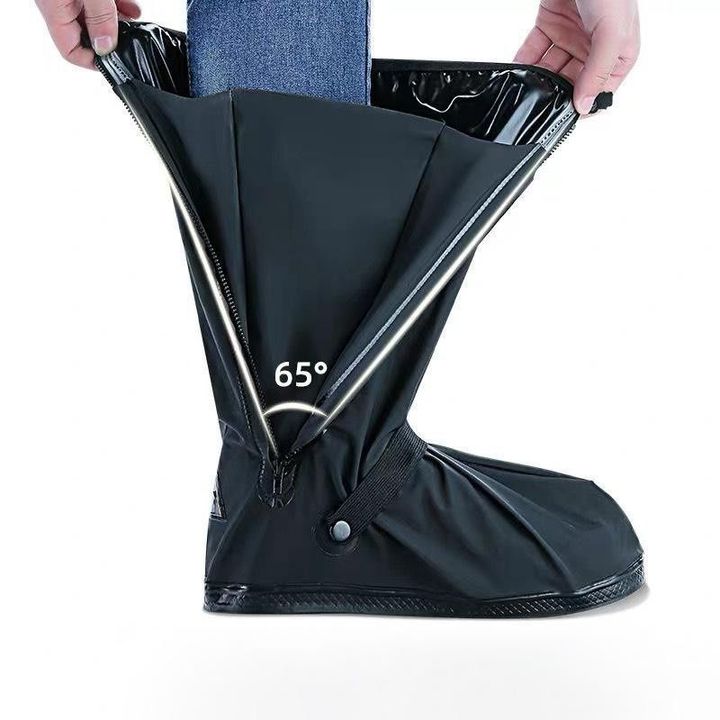 Bọc giày đi mưa chống nước ống cao 42cm chống trơn trượt có phản quang Size XL (43-45)