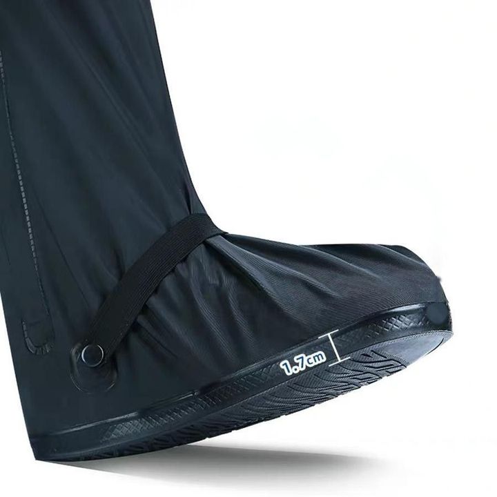 Bọc giày đi mưa chống nước ống cao 42cm chống trơn trượt có phản quang Size XL (43-45)