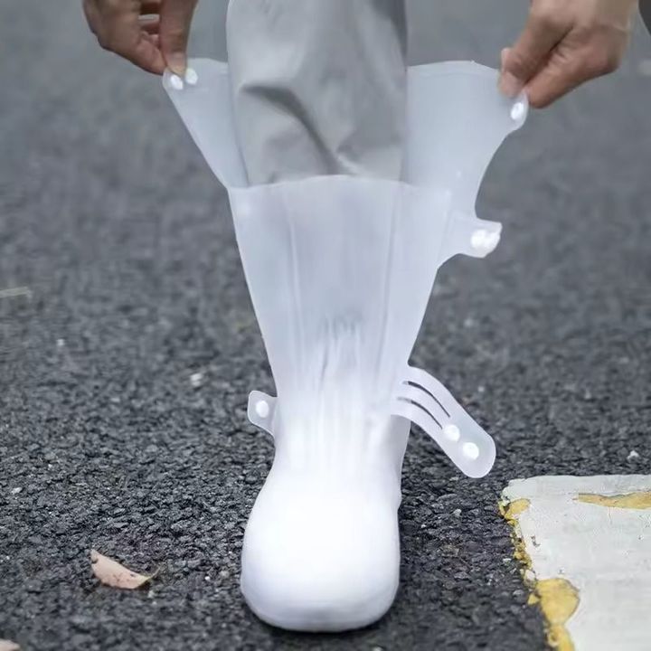 Ủng silicone bọc giày đi mưa size XL (40-41) ống cổ siêu cao 35cm, chống mưa, chống trượt, mài mòn