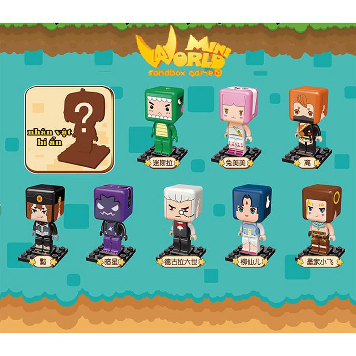 Set đầy đủ 8 nhân vật bí ẩn Mini world Sandbox game