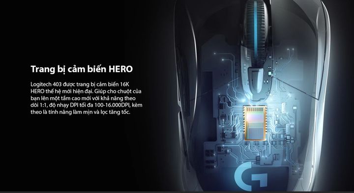 Chuột dây Logitech G407 Cảm biến HERO 25K, LED RGB, Gaming