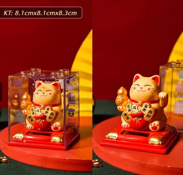 Mèo Thần Tài Mini Mạ Vàng 10cm