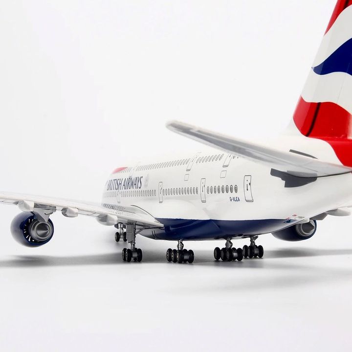 Mô hình Máy bay lắp ghép British Airways Airbus A380 47cm có đèn Led