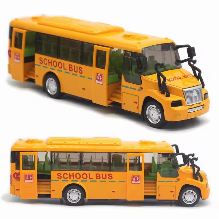 Mô hình xe buýt trường học School Bus bằng hợp kim tỷ lệ 1:32 chạy cót có đèn và nhạc