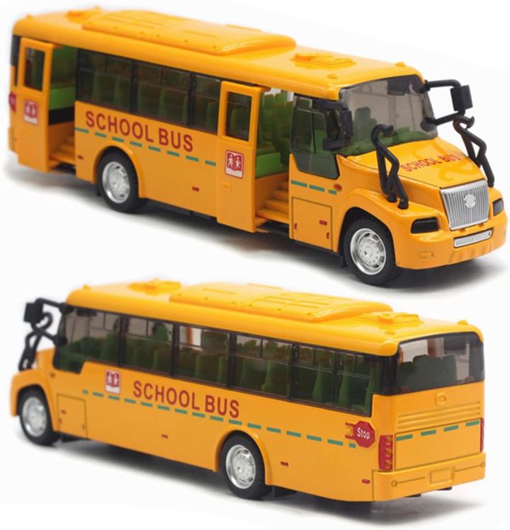 Mô hình xe buýt trường học School Bus bằng hợp kim tỷ lệ 1:32 chạy cót có đèn và nhạc