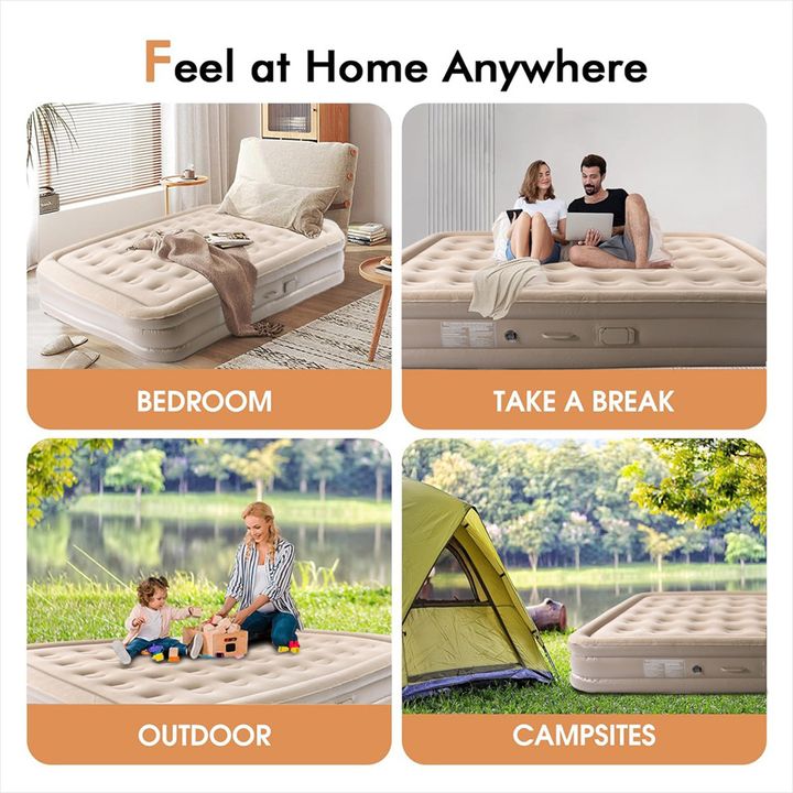 Nệm hơi 48 lỗ kích thước 200x150x25 cm kèm 2 gối nằm tích hợp bơm điện đa năng có đèn