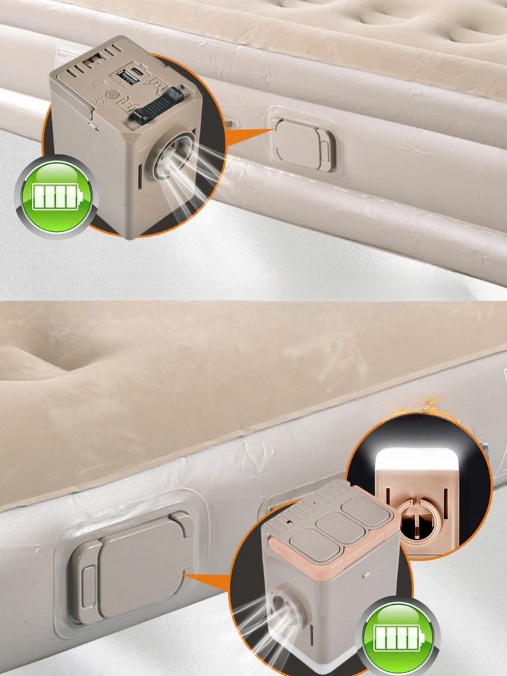 Nệm hơi 48 lỗ kích thước 200x150x25 cm kèm 2 gối nằm tích hợp bơm điện đa năng có đèn