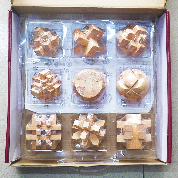 Bộ 9 Khóa Đồ Chơi Tháo Lắp Khoá Khổng Minh Khoá Lỗ Ban Thông Minh Bằng Gỗ Dành Cho Người Lớn, Trẻ Em