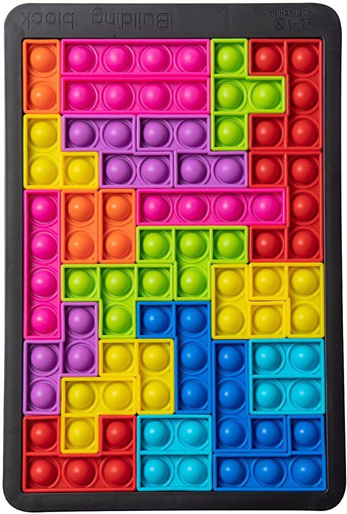 Đồ chơi pop it nhấn bong bóng xếp hình game Tetris silicone 27 chi tiết