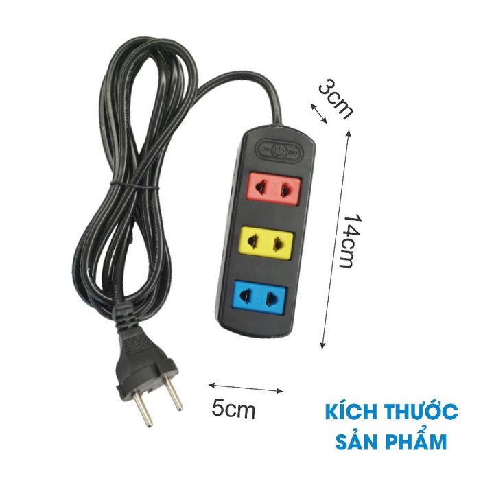 Ổ cắm điện Kenno 3 ổ cắm kèm dây nguồn dài 2.5m