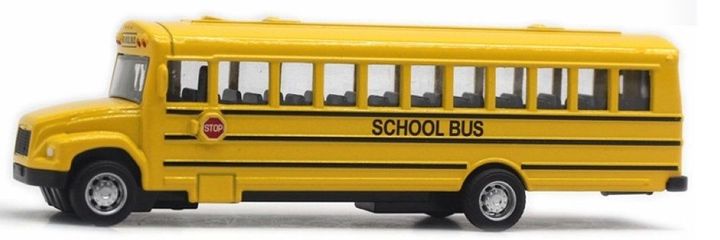Đồ chơi mô hình hợp kim xe buýt trường học màu vàng 14cm chạy bằng cót