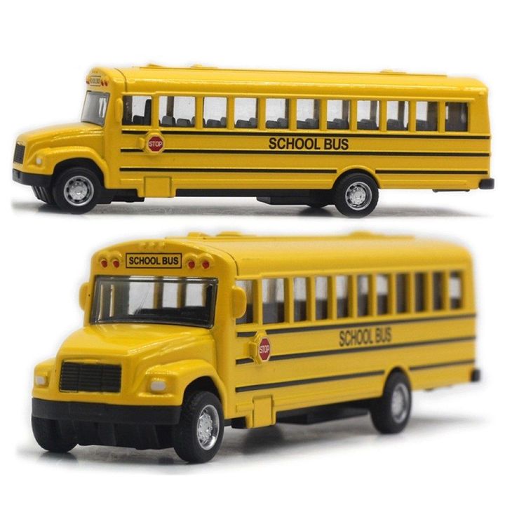 Đồ chơi mô hình hợp kim xe buýt trường học màu vàng 14cm chạy bằng cót