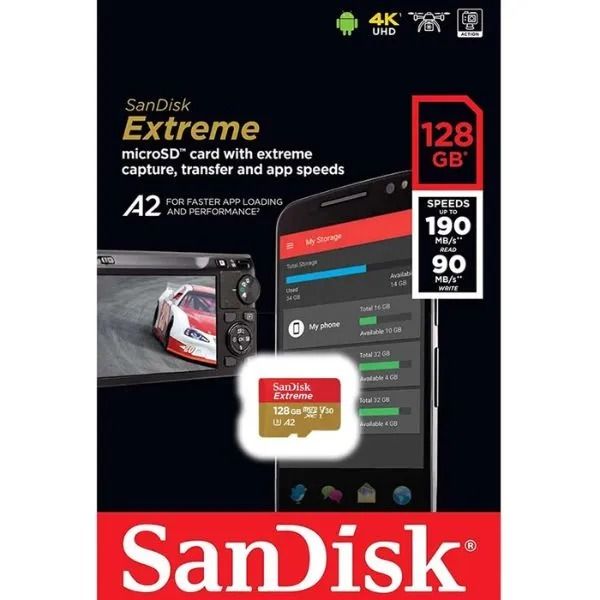 Thẻ nhớ Micro SDXC Sandisk Extreme V30 A2 190MB/S 128GB