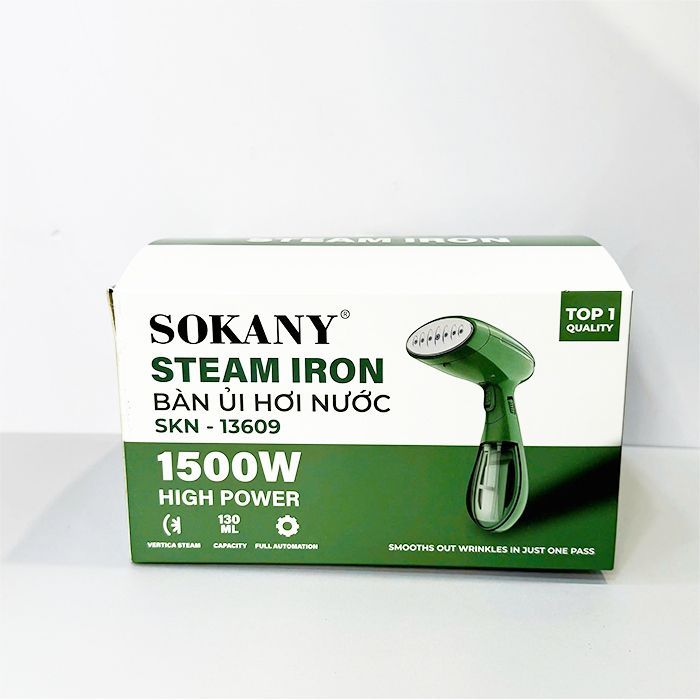 Bàn ủi hơi nước gấp gọn cầm tay 1500W SOKANY-13609 - màu xanh