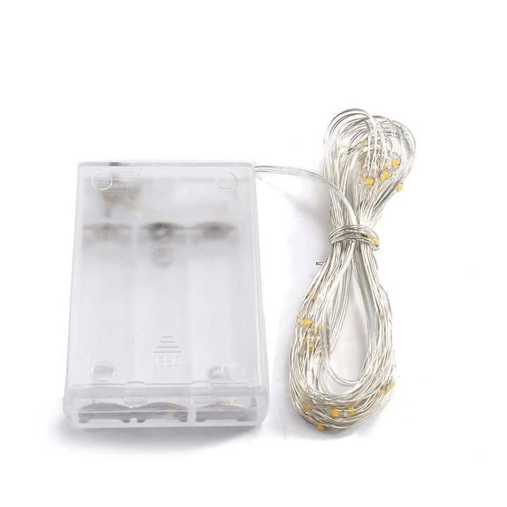 Dây đèn LED đồng 10 mét, 100 bóng ánh sáng trắng, hiệu ứng nhấp nháy