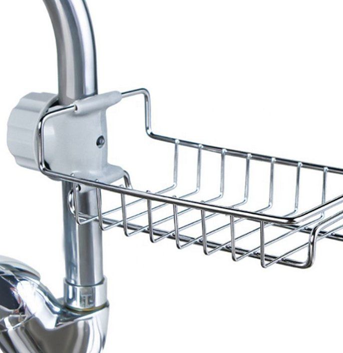 Kệ đựng đồ rửa chén, xà phòng , đồ dùng có khớp gắn vào vòi rửa, gọn gàng, vệ sinh, thoát nước nhanh