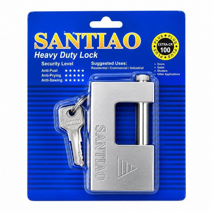 Ổ khóa cửa chống chộm, chống cắt Santiao 100mm