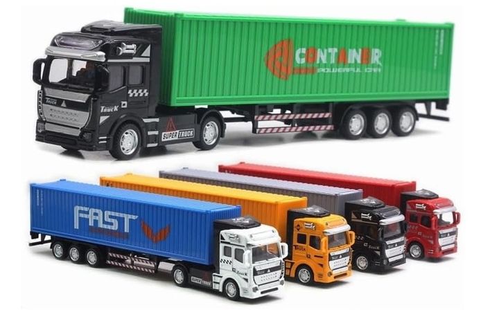 Đồ chơi mô hình xe container màu xanh lá vận tải hóa hợp kim kéo cót 1:18 kích thước 32*5.5*7.5 cm